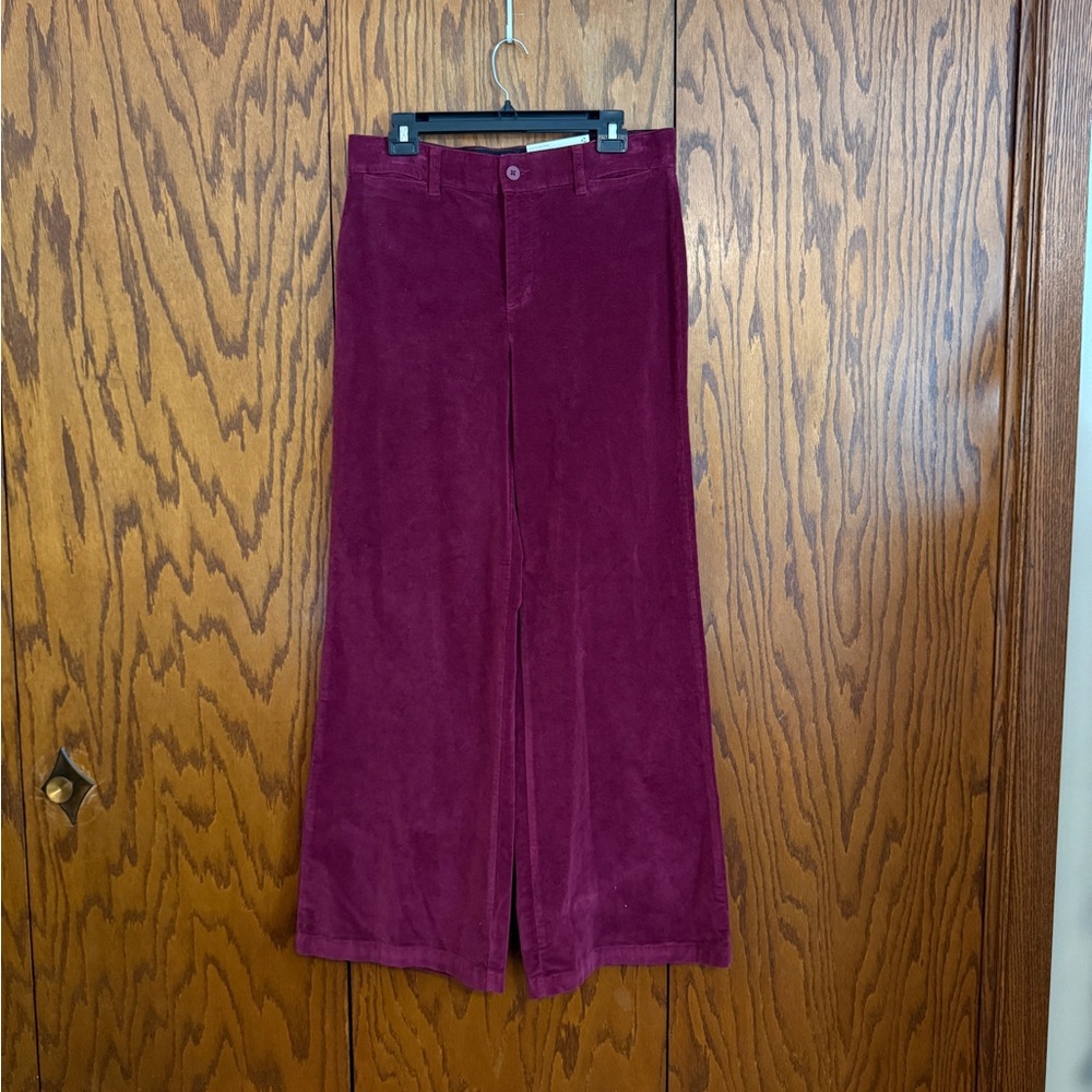 Liz Claiborne Burgundy Corduroy Wide Leg Pants High Rise Size 10